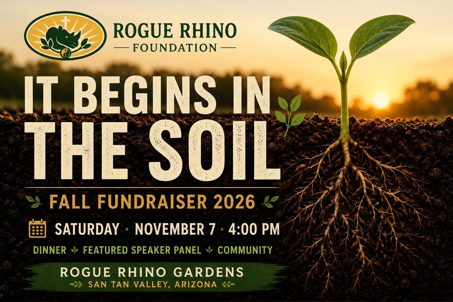 Rogue Rhino Foundation Fall Fundraiser 2026 — It Begins in the Soil